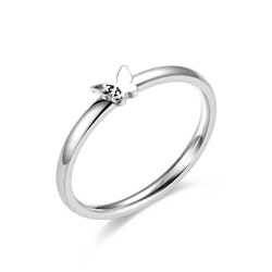 Tunn ring med fjäril i rostfritt stål