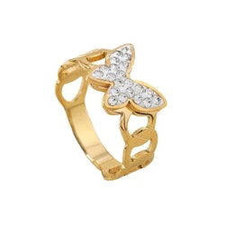 Ring Länkdesign med gnistrande fjäril