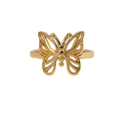 Justerbar ring med fjäril i guld