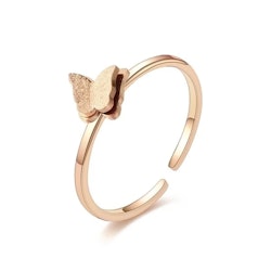 Tunn ring med fjäril i roséguld