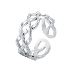 Silverfärgad ring med flätad design
