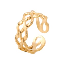 Guldfärgad ring med flätad design