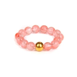 Elastisk ring i Watermelon med gulddetalj
