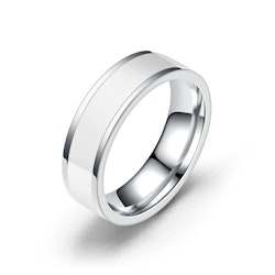 Rostfri herrring med vitt mittinlägg 6 mm