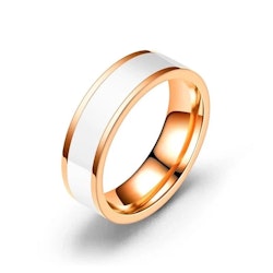 Herrring i rostfritt stål guld/vit 6 mm