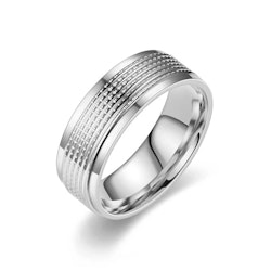 Herrring i rostfritt stål med räfflad design 8 mm