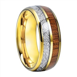 Herrring i guld med trä- och silverinlägg 8 mm