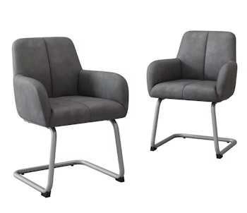 Modern | 2 grå matstolar med stålben