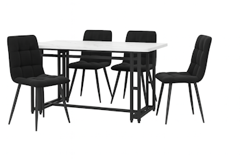 Onyx | 5-delad matgrupp i helsvart sammet och metall 120x70cm