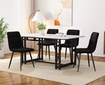 Onyx | 5-delad matgrupp i helsvart sammet och metall 120x70cm