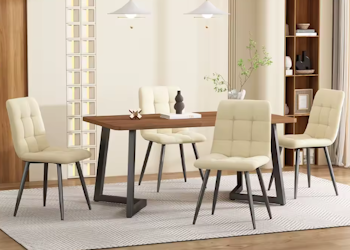 Espresso | 5-delad matgrupp med beige sammetsstolar 117x68x75