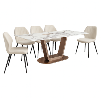 Roma Nordelo | Matgrupp med italienskt stenbord | (180cm - 6 Stolar)