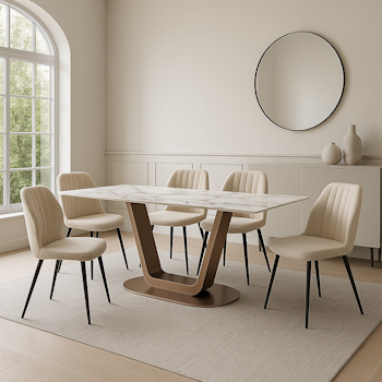Roma Nordelo | Matgrupp med italienskt stenbord | (180cm - 6 Stolar)
