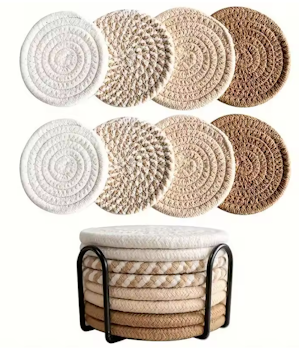 Loom | 8-pack bomullsunderlägg med hållare