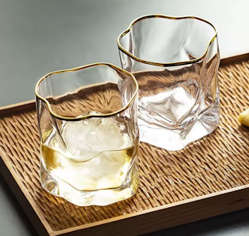 Twist | 2-pack oregelbundna glas med guldkant 280 ml