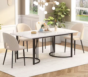 Arezzo | Rektangulärt matbord 140x80 cm med marmormönster och justerbara ben