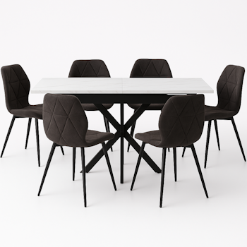 Flexi Linea | Matgrupp med utdragbart matbord 180x70 cm och 4 linnestolar