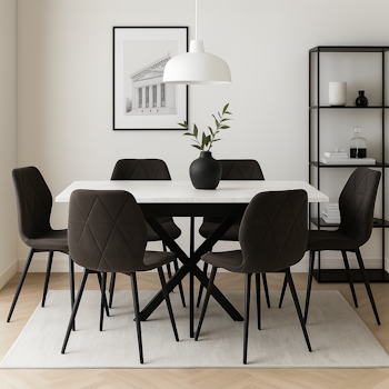 Flexi Linea | Matgrupp med utdragbart matbord 180x70 cm och 4 linnestolar