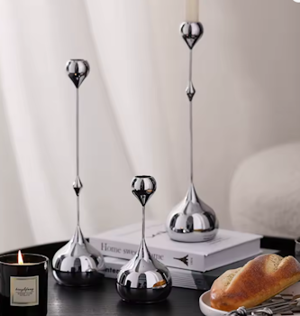 Elegance | Silver ljusstake i metall 3st