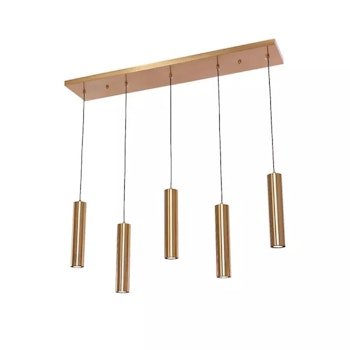 Cylinder | Taklampa för matbord – 5 pendlar, guld