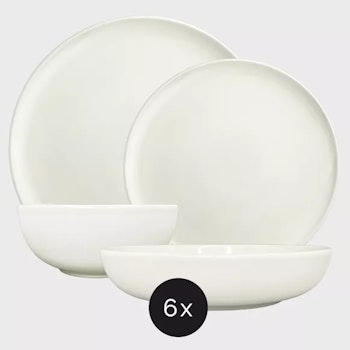 Lina | 18-delars mattallriksset i vitt och beige