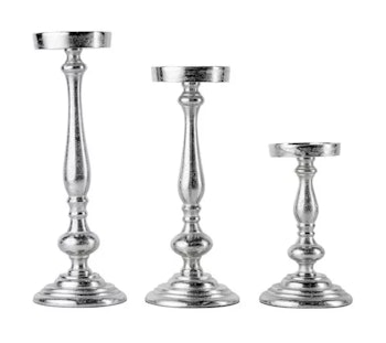 Grace | 3-pack silverljusstakar för pelarljus – 36, 31 & 21 cm