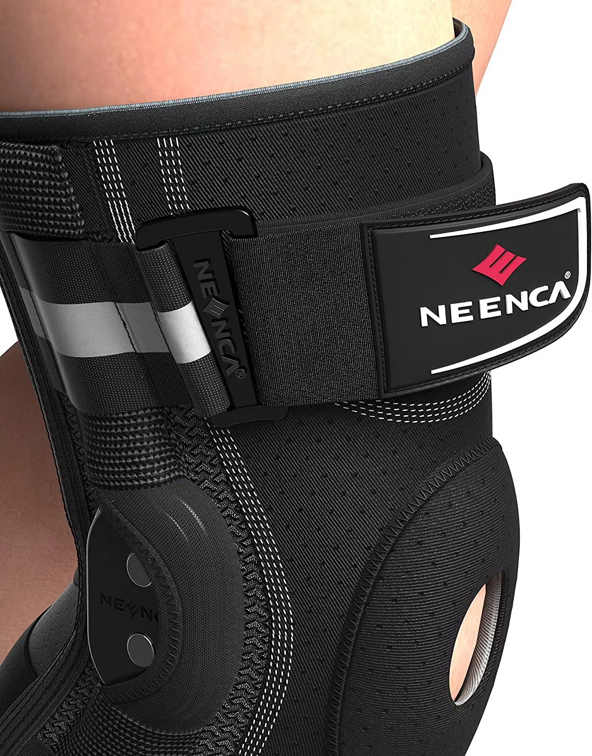 Knestøtte for smertelindring - med hengsler og sidestabilisering