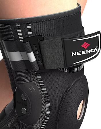 Knestøtte for smertelindring - med hengsler og sidestabilisering