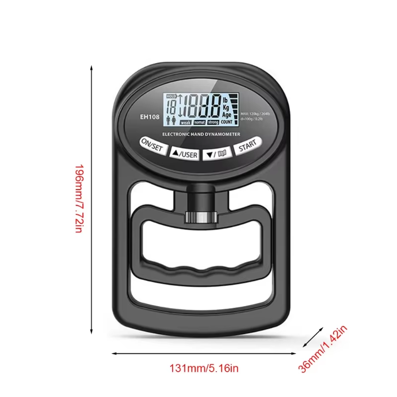 Rehab Grip Strength Monitor - USB og LCD-skjerm for håndtrening