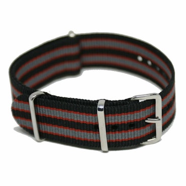 NATO Strap 24MM Svart/röd/grå