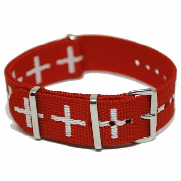 NATO Strap 20MM Rött/vitt kors