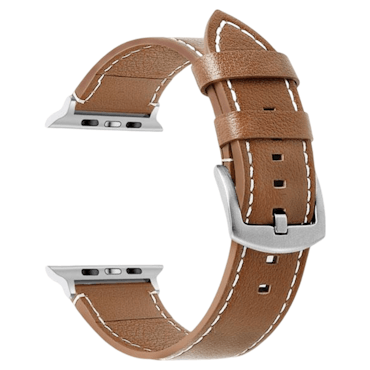 Brunt Kalvläderrem med kontrastsömmar för Apple Watch