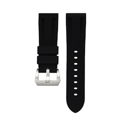 Horus 24mm gummiband - Svart med silverspänne