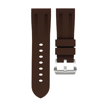 Horus 24mm gummiband - Brun med silverspänne