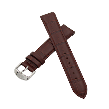Verona Croco- Curved brunt läderband med alligatortryck