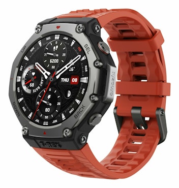 Amazfit T-Rex 3 lava 3,81 cm (1,5 ") AMOLED Digital 480 x 480 pixlar Pekskärm svart, rostfritt stål GPS (satellit)