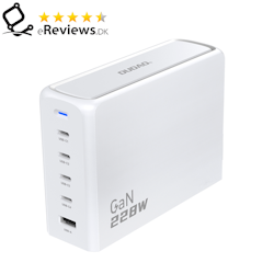 Dudao A228EU 228Watt Adapter GaN 4xUSB-C + 1xUSB-A hvid