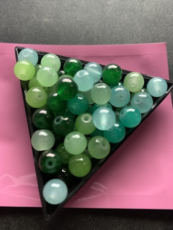 8mm glaspärlor  grönblå mix
