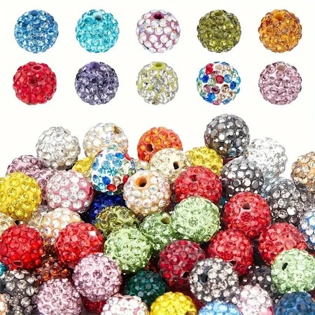 10mm Strasspärlor mix I Polymerlera