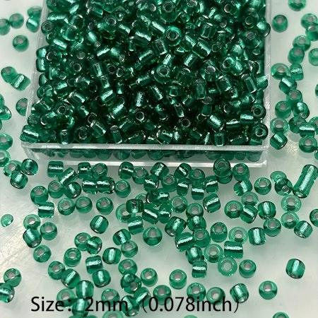 2mm glasfröpärlor grön