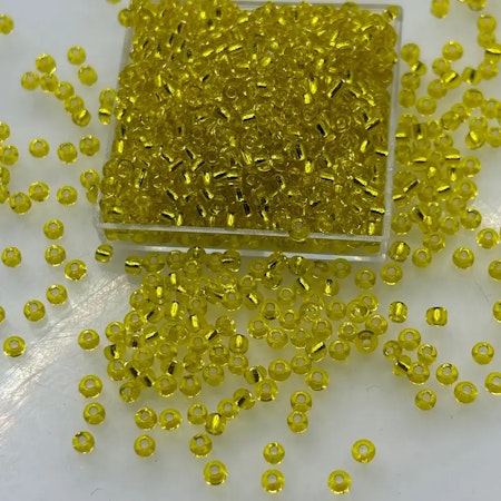 2mm glasfröpärlor gul