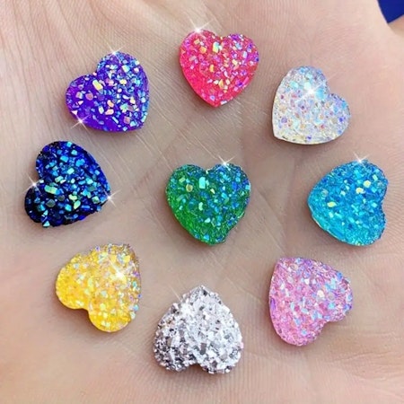 10st enfärgad och glitter hjärtan mix