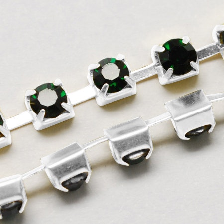 Strasslänk Emerald  2,8mm, 7,5m, bunt