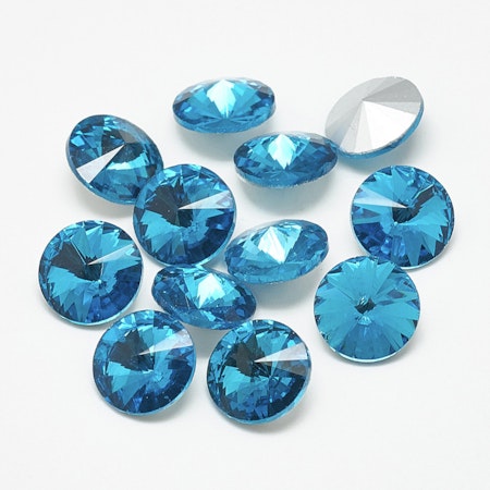 Rhinestone Aquamarine,  point back 6mm