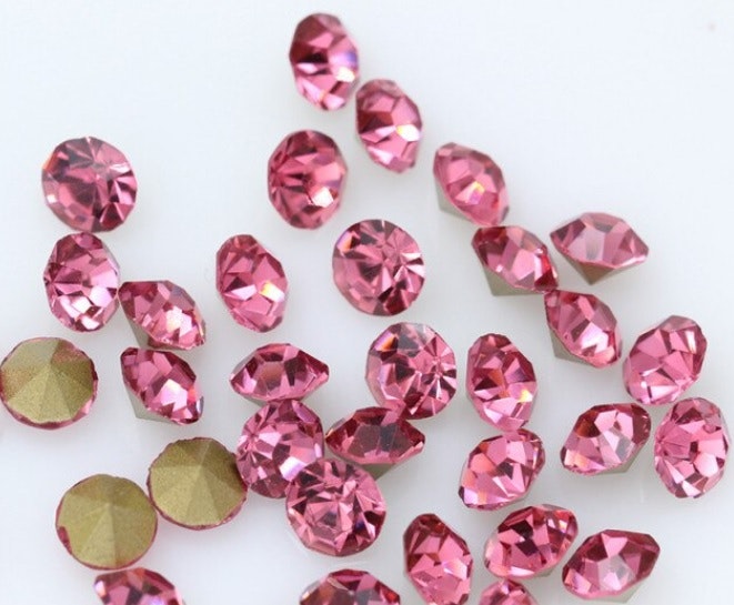 Rhinestone Pink point back 8mm