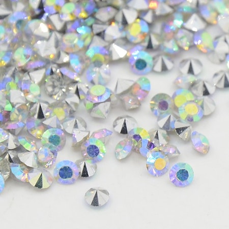 Rhinestone crystal AB point back 8mm ca 50st