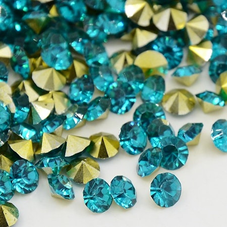 Rhinestone teal point back 8mm ca 50st