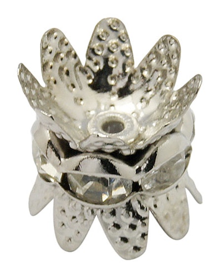 Cap Spacer, Flower silver/gray 8mm