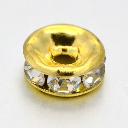 Strassrondeller crystal/gold 8mm