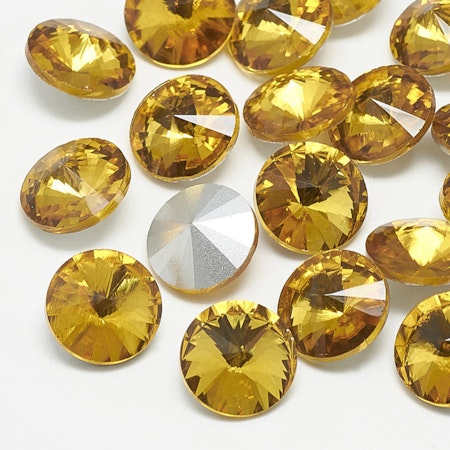 Rhinestone Topaz point back 8mm